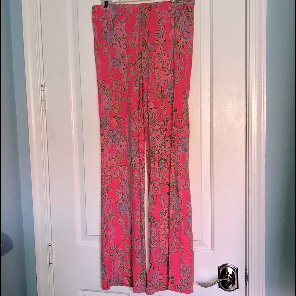 Lilly Pulitzer pink print pull on pants